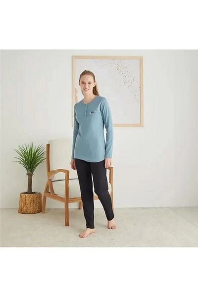 Rozalinda 2814 Γυναικεία χειμερινή φόρμα πιτζάμα με τρία κουμπιά