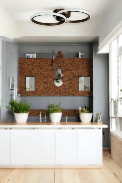 LEGACY Jolly Modern Design Brown Living Room - Kitchen - Hall White Led 2-Piece Chandelier