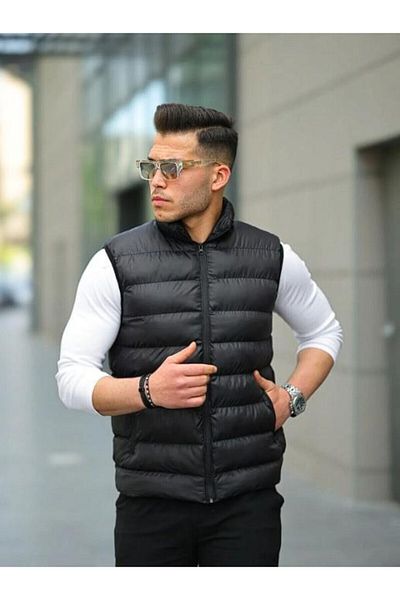 ENDEİS COLLECTİON Жилетка без ръкави с черна надуваема подплата за нов сезон и джоб с цип