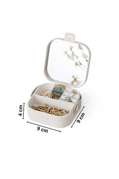 origa Seyahat Boy Aynalı Takı Organizer Kutusu Mücevher Aksesuar Çantası Yüzük Küpe Düzenleyici