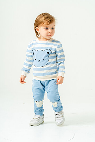 voyyo kids baby Çi̇Zgi̇Li̇ Bear Printed Mevsi̇Mli̇K Long Sleeve Bi̇Si̇Klet Co...