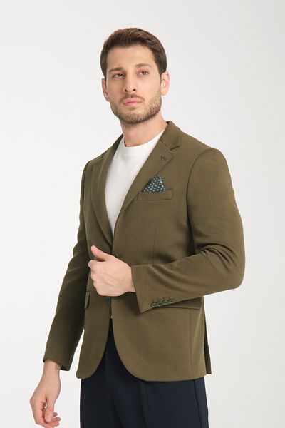 Frappoli Ανδρικό Αθλητικό Μπουφάν Blazer - Μονό Γιακά, Πλεκτό Σχέδιο