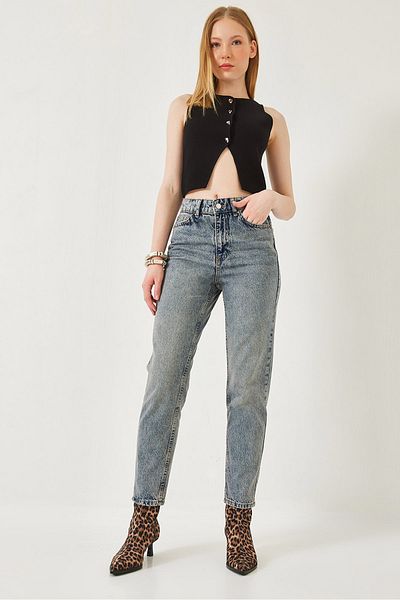 Bianco Lucci Γυναικείο Snow Washed Mom Jean Παντελόνι 1003-YKM 60261308