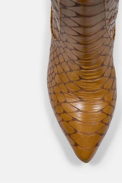 NILUFARR Γυναικείες μπότες Stefana Camel Crocodile Printed