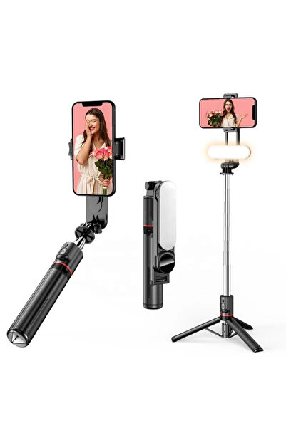 post alley 3'ü 1 Arada Led Işıklı Telefon Tripodu Ve Selfie Çubuğu