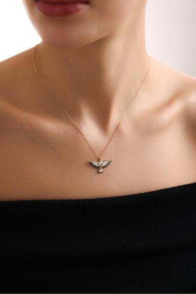 Tufanlar Kuyumculuk 14 Ayar Altın Taşlı Kartal Tasarım Kolye