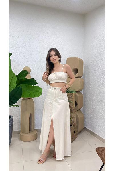 MODA ΓΥΝΑΙΚΕΙΟ ΤΖΙΝ ΜΟΝΤΕΛΟ ΜΑΚΡΙΑ ΦΟΥΣΤΑ ΣΧΕΔΙΟ ΛΕΝΤΕΝ ΒΡΟΧΗΣ