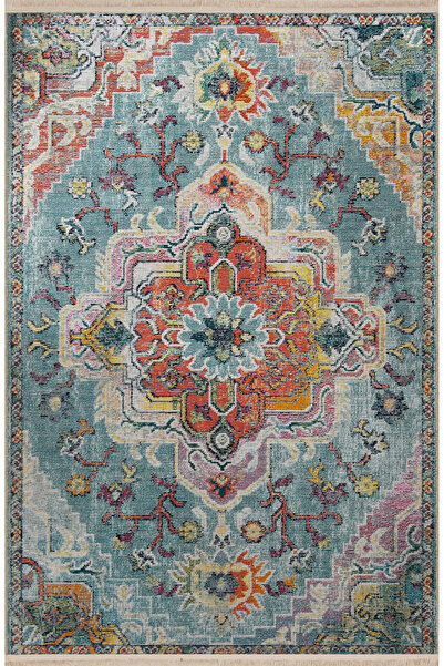 Rugs Modern Halı Berlin19 Mavi Temalı Geleneksel Motif Etnik Çiçek Desenli Kr...