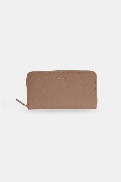 Setre Beige Patterned Dark Zippered Portfolio Bag