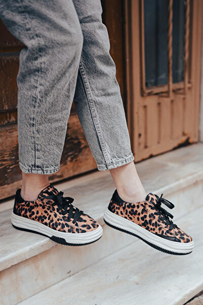 Marjin Dámské tenisky Tales Tan Leopard se vzorem – silná podrážka a tkaničky