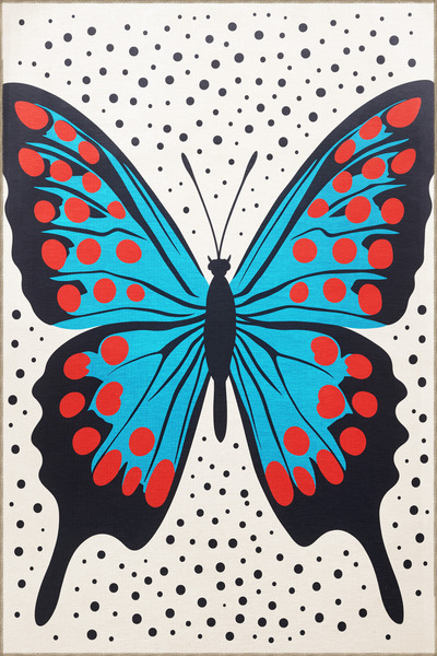 Rugs Modern Halı سجادة ديدو 2 المزخرفة ذات الطابع الأزرق والبيج بنمط الفراشة،...