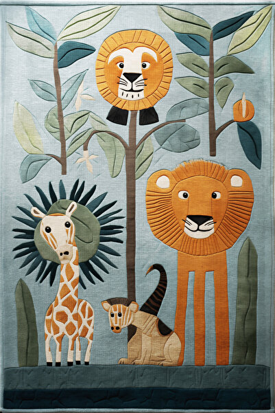 Rugs Modern Halı سجادة ديدو 2 للأطفال بتصميم حيوانات الغابة ونمط القرد، سجادة...