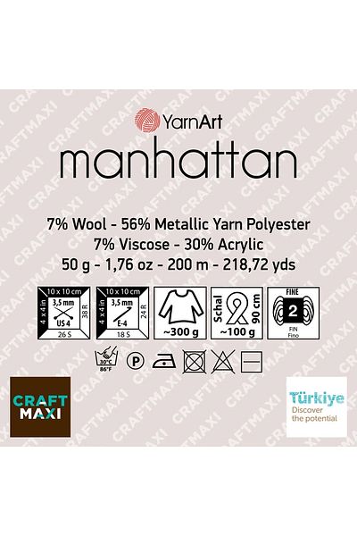 Yarnart Manhattan - Tigla de frânghie tricotată manual cu sclipici-912