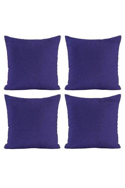 Bumedo طقم غطاء وسادة مزخرف مكون من 4 قطع باللون الأزرق الداكن - 42 × 42 سم