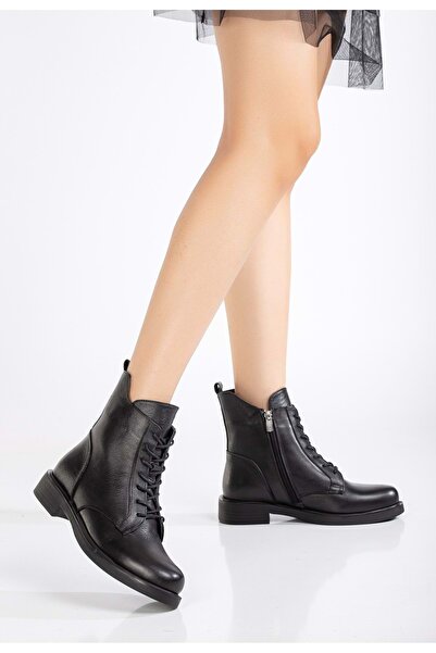 ANALİN SHOES Cizme clasice cu fermoar cu șireturi din piele naturală pentru f...