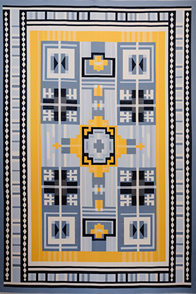 Rugs Modern Halı سجادة ديدو 2 المزخرفة ذات الطابع الأزرق والأصفر والزخرفة اله...