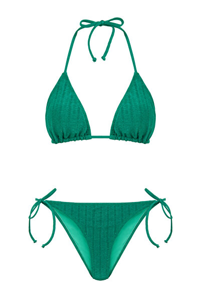 AQUELLA Yeşil Bürümcük Üçgen Bikini Takım
