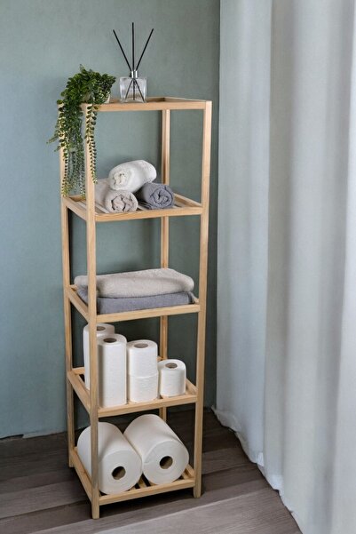 Digithome Ahşap Masif 5 Raflı Çok Amaçlı Banyo Düzenleyici Mobilya HLT-002