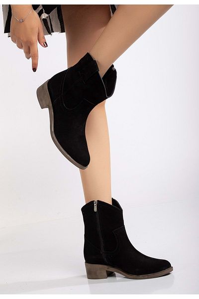 ANALİN SHOES Black Suede Cowboy Boots - Women's
