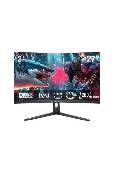 SHARX Gaming Monitor(27F200VC) 27",OD 200Hz,0.3ms,Curved VA,FHD,2.1HDMI,Fixed Stand,RGB Backlight