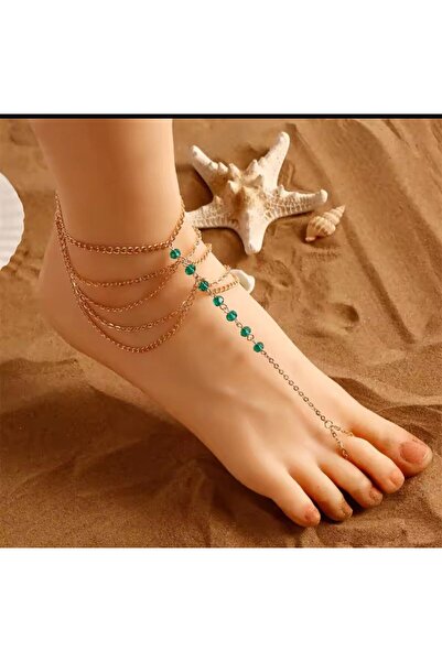 Shiklik MODA Gold Color Chain Bead Foot Shahmeran to Complete Your Elegance
