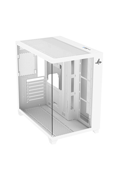 SHARX علبة (XI700-W) PROFIN ATX Min-Tower، 7 مراوح ARGB مقاس 120 مم، زجاج مقسّى، دونجل من النوع C، USB 3.0/2.0