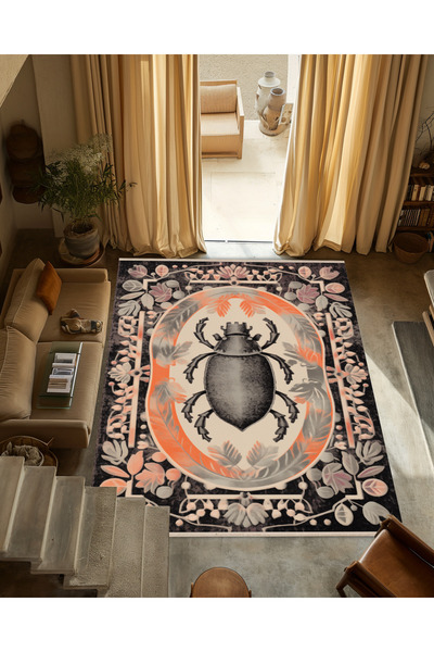 Rugs Modern Halı Dido 2 Collection Multicolored Ethnic Insect and Floral Patterned Creative Vintage Decorative Rug 3236