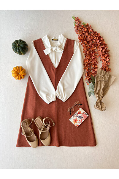 KÜÇÜĞÜM BUTİK Φόρεμα Salmon Color Short Stamp Gilet Mother Daughter Συνδυασμός (πωλείται ενιαία)