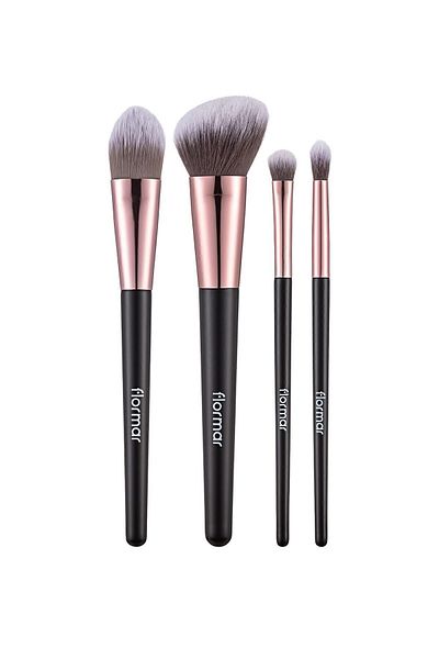 Flormar 4-Piece Makeup Brush Set (Blush-Foundation-Shadow-Crease) - Makeup Brush Set - 012 -8690604597772