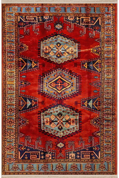 Rugs Modern Halı Turuncu Temalı Çok Renkli Geleneksel Motif Etnik Desenli Vin...