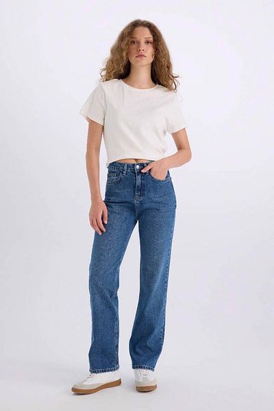 DeFacto Gerade Passform, hohe Taille, knöchellange Jeans, waschbare Hose E0734AX24WN