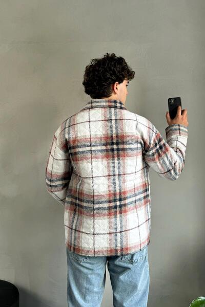 Flaw Wear Μπροστινή τσέπη με λεπτομέρεια καρό σχέδιο εκρού μπουφάν