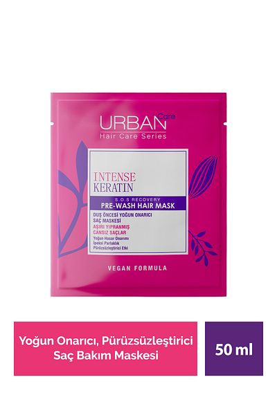 Urban Care Intense Keratin - Weathered and Lifeless Hair Care Mask, 50ml - Vegan
