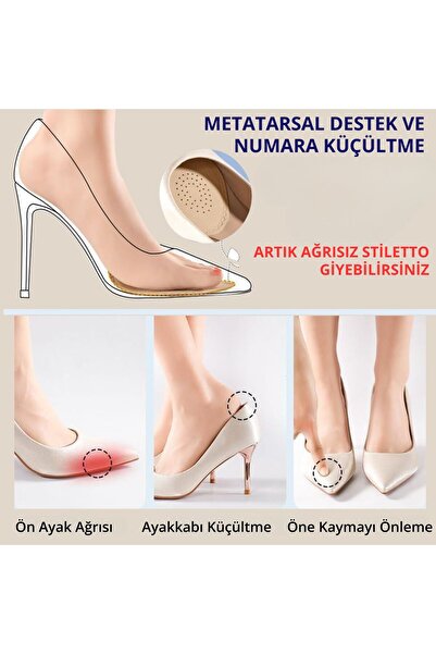 Palwin Ayakkabı Numara Küçültme Pedi, Siyah Hakiki Deri, Stiletto İçin Kaydırmaz Yarım Ayakkabı Tabanlığı