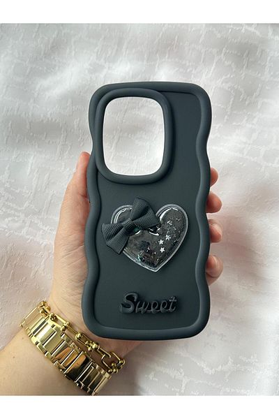 Vip Case حافظة إنفينيكس زيرو 30 4 جرام (تناسب 4 جرام فقط) حافظة سويتي فضية متموجة ذات شريط قلب ملون ومفصل