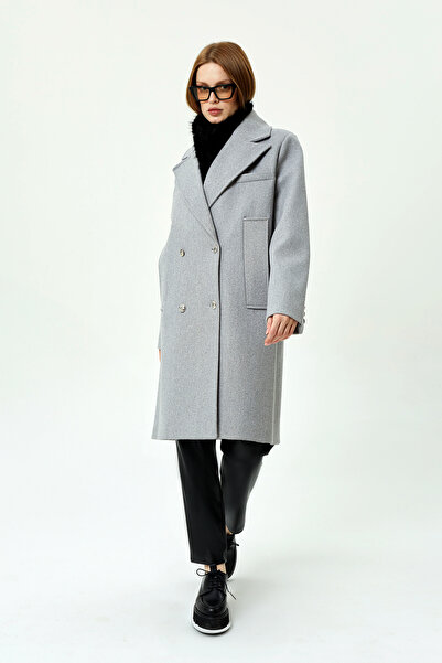 SAINT ONES -STONES-Kruvaze Kapamalı Kaşe Kaban