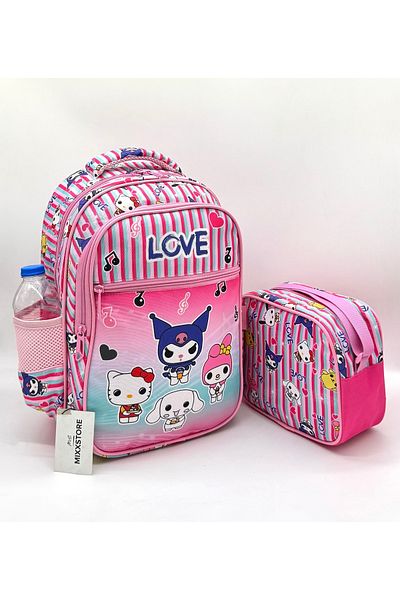ms mixxstore Geantă ortopedică pentru școală primară cu model de caractere și suport pentru spate