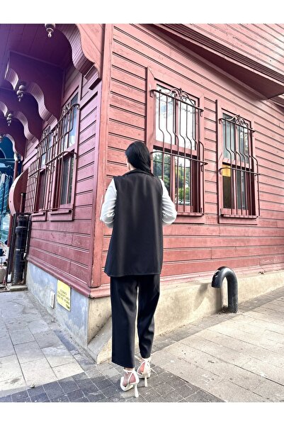 KÜÇÜĞÜM BUTİK Black Color Wool Effect Vest and Trousers (Vest-Pant)