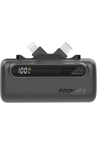 Promate PowerUp-Duo Mini Power Bank, 5000mAh (Black)