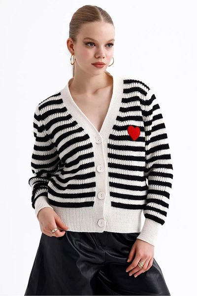 İKLİM LİFE Striped Heart Cardigan
