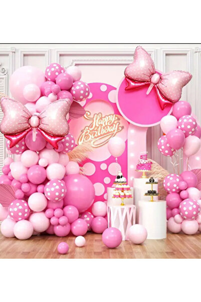Çemrek Süs Parti Set de 101 bucăți de baloane roz cu puncte - Balon din folie...