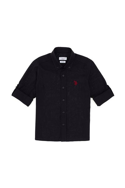 U.S. Polo Assn. Boy's Black Long Sleeve Basic Shirt 50306583 -Vr046