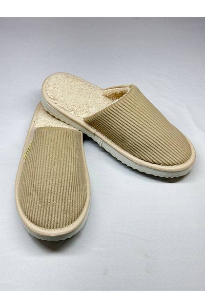 Special Action Unisex Velvet Leather Detailed Eva Non-Slip Sole Comfortable Lightweight Indoor Slippers