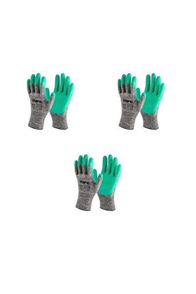 Mafel MF-80 Camcı Yeşil Lateks İş Güvenlik Eldiven - 10/XL - 3 Çift - Paket