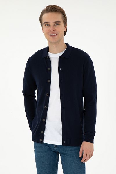 U.S. Polo Assn. Men's Navy Blue Knitwear Cardigan 50297074 -Vr033