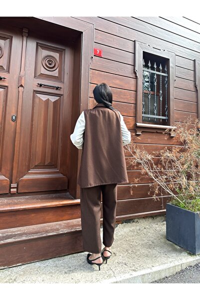 KÜÇÜĞÜM BUTİK Кафяво цветно вълнено сако и панталон (сако-панталон)