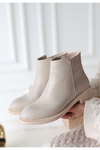 BESKAR Μπότες με τακούνι Moed Beige Skin
