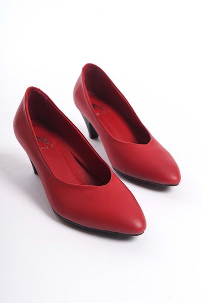 ANALİN SHOES Red Genuine Leather Women's Stiletto Shoes