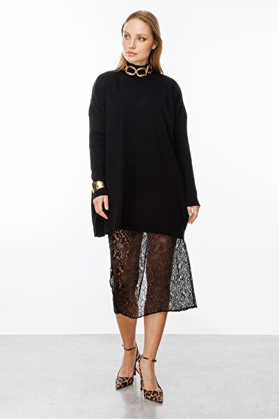 accort Yarım Balıkçı Triko Tunik-SİYAH