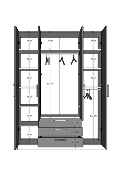 asratrend 4 Kapaklı Gardırop 160cm